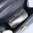 Salvatore Ferragamo Vala Shoulder Bag Canvas Navy Gold Auth 195283-16