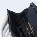 Salvatore Ferragamo Vala Shoulder Bag Canvas Navy Gold Auth 195283-19