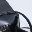 Salvatore Ferragamo Vala Shoulder Bag Canvas Navy Gold Auth 195283-21