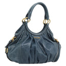 Miu Miu Shoulder Bag Leather 2way Navy Gold Auth 195286M-1