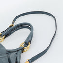 Miu Miu Shoulder Bag Leather 2way Navy Gold Auth 195286M-10