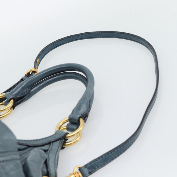 Miu Miu Shoulder Bag Leather 2way Navy Gold Auth 195286M