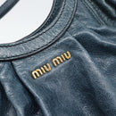 Miu Miu Shoulder Bag Leather 2way Navy Gold Auth 195286M-16