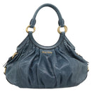 Miu Miu Shoulder Bag Leather 2way Navy Gold Auth 195286M-2