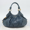 Miu Miu Shoulder Bag Leather 2way Navy Gold Auth 195286M-25
