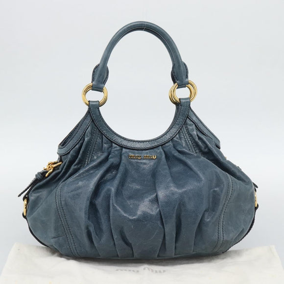 Miu Miu Shoulder Bag Leather 2way Navy Gold Auth 195286M