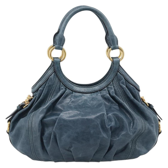 Miu Miu Shoulder Bag Leather 2way Navy Gold Auth 195286M
