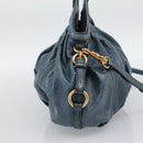Miu Miu Shoulder Bag Leather 2way Navy Gold Auth 195286M-4