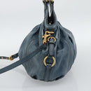 Miu Miu Shoulder Bag Leather 2way Navy Gold Auth 195286M-5