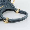 Miu Miu Shoulder Bag Leather 2way Navy Gold Auth 195286M-7