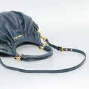 Miu Miu Shoulder Bag Leather 2way Navy Gold Auth 195286M-9