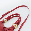Miu Miu Shoulder Bag Leather 2way Red Gold Auth 195287M-15