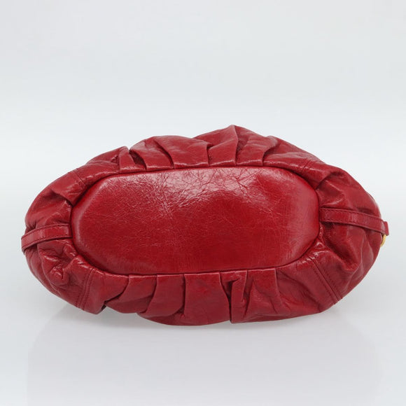 Miu Miu Shoulder Bag Leather 2way Red Gold Auth 195287M