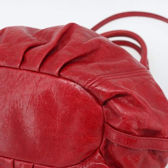 Miu Miu Shoulder Bag Leather 2way Red Gold Auth 195287M