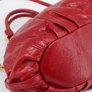 Miu Miu Shoulder Bag Leather 2way Red Gold Auth 195287M-16