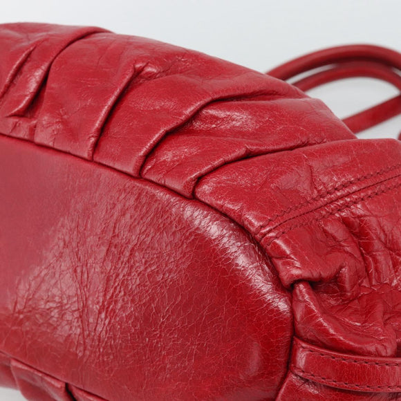 Miu Miu Shoulder Bag Leather 2way Red Gold Auth 195287M