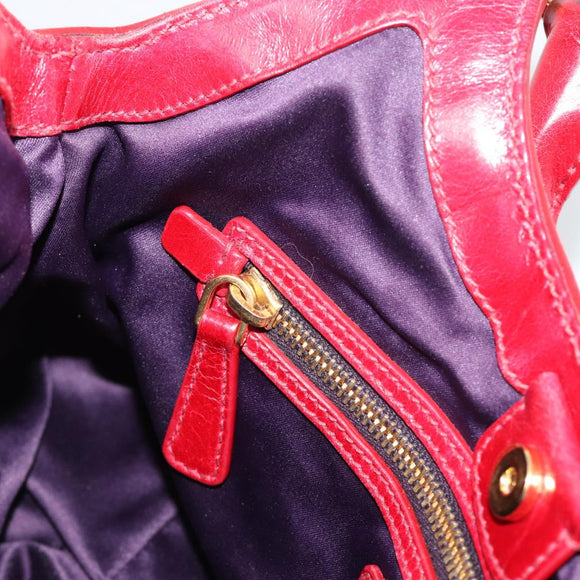 Miu Miu Shoulder Bag Leather 2way Red Gold Auth 195287M