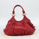 Miu Miu Shoulder Bag Leather 2way Red Gold Auth 195287M-12