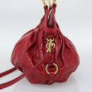 Miu Miu Shoulder Bag Leather 2way Red Gold Auth 195287M-4
