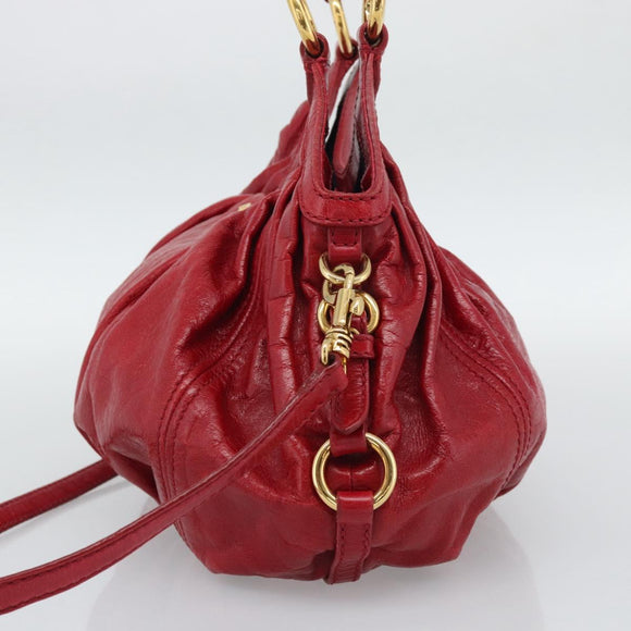 Miu Miu Shoulder Bag Leather 2way Red Gold Auth 195287M