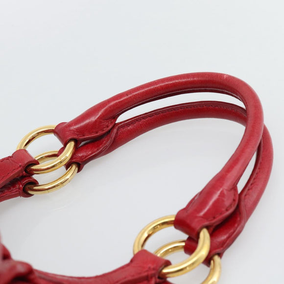 Miu Miu Shoulder Bag Leather 2way Red Gold Auth 195287M