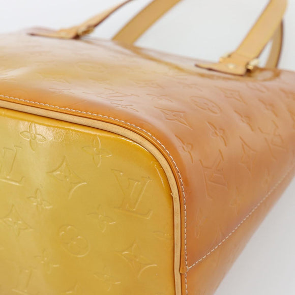LOUIS VUITTON Monogram Vernis Houston Hand Bag Beige M91004 LV Auth 195288