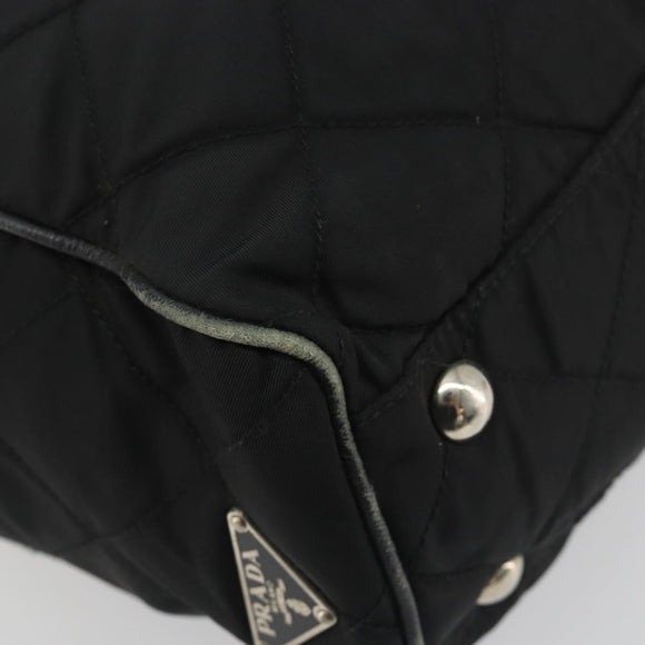 PRADA Chain Shoulder Bag Nylon Black Silver Auth 195292