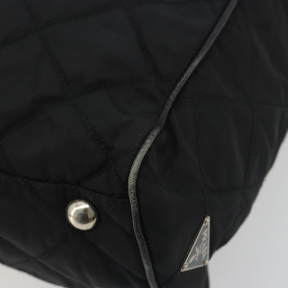 PRADA Chain Shoulder Bag Nylon Black Silver Auth 195292