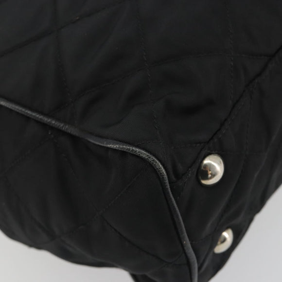 PRADA Chain Shoulder Bag Nylon Black Silver Auth 195292