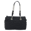PRADA Chain Shoulder Bag Nylon Black Silver Auth 195292-2