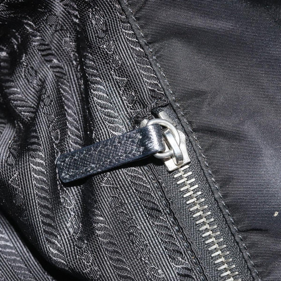 PRADA Chain Shoulder Bag Nylon Black Silver Auth 195292