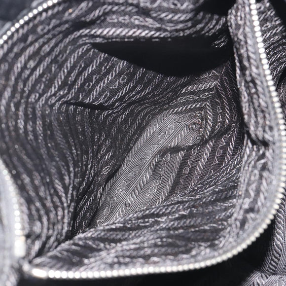PRADA Chain Shoulder Bag Nylon Black Silver Auth 195292