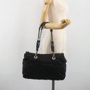 PRADA Chain Shoulder Bag Nylon Black Silver Auth 195292-24