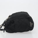 PRADA Chain Shoulder Bag Nylon Black Silver Auth 195292-5