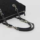 PRADA Chain Shoulder Bag Nylon Black Silver Auth 195292-7