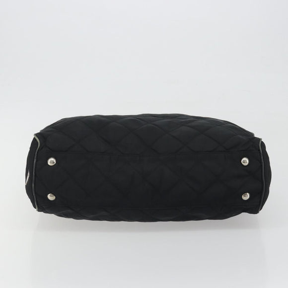 PRADA Chain Shoulder Bag Nylon Black Silver Auth 195292