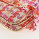 Miu Miu Chain Shoulder Bag Tweed Orange Gold Auth 195294SAM-14