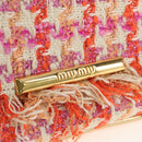 Miu Miu Chain Shoulder Bag Tweed Orange Gold Auth 195294SAM-16
