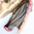 Miu Miu Chain Shoulder Bag Tweed Orange Gold Auth 195294SAM-18