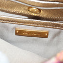 Miu Miu Chain Shoulder Bag Tweed Orange Gold Auth 195294SAM-21