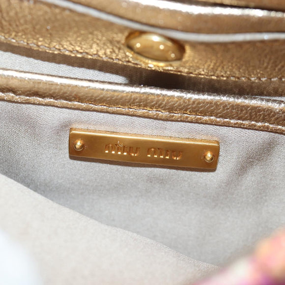 Miu Miu Chain Shoulder Bag Tweed Orange Gold Auth 195294SAM