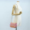 Miu Miu Chain Shoulder Bag Tweed Orange Gold Auth 195294SAM-27