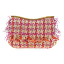 Miu Miu Chain Shoulder Bag Tweed Orange Gold Auth 195294SAM-3