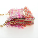 Miu Miu Chain Shoulder Bag Tweed Orange Gold Auth 195294SAM-4