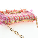 Miu Miu Chain Shoulder Bag Tweed Orange Gold Auth 195294SAM-6