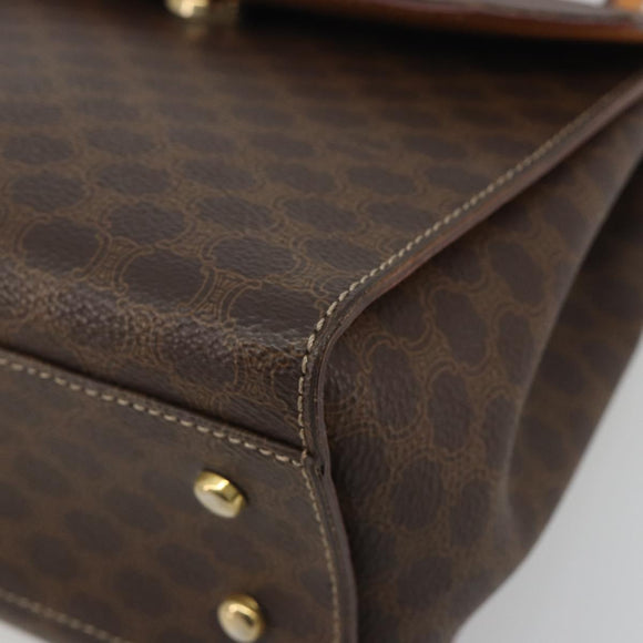 CELINE Macadam Canvas Star ball Hand Bag PVC Leather Brown Gold Auth 195298