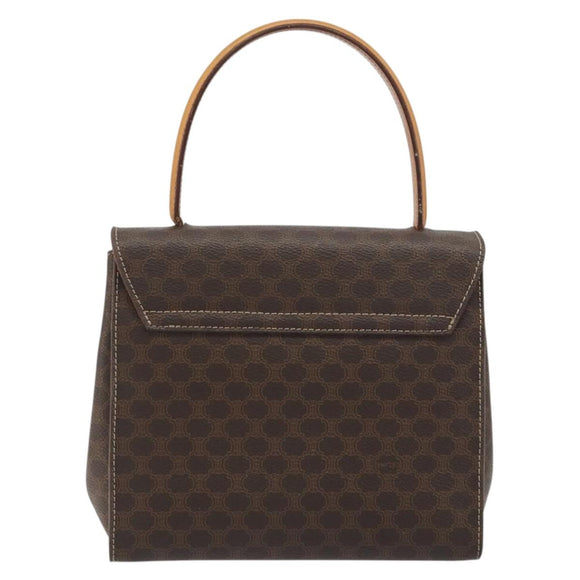 CELINE Macadam Canvas Star ball Hand Bag PVC Leather Brown Gold Auth 195298