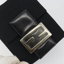 FENDI Shoulder Pouch Mamma Baguette Cotton Jersey Black Silver Auth 195300A-15