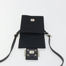 FENDI Shoulder Pouch Mamma Baguette Cotton Jersey Black Silver Auth 195300A-16