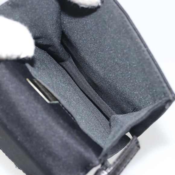 FENDI Shoulder Pouch Mamma Baguette Cotton Jersey Black Silver Auth 195300A